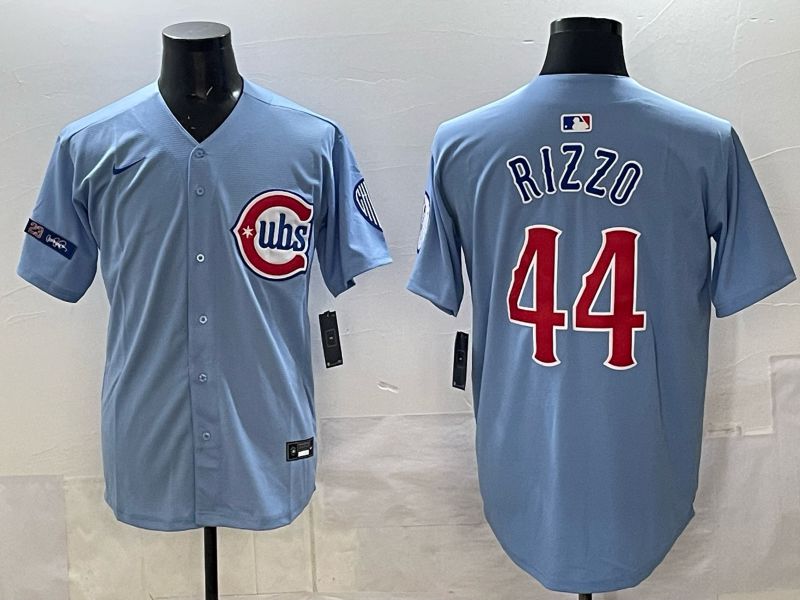 Men 2025 Chicago Cubs #44 Rizzo Light blue Game Nike MLB Jersey style 02->chicago cubs->MLB Jersey